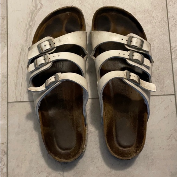 white 3 strap birkenstocks